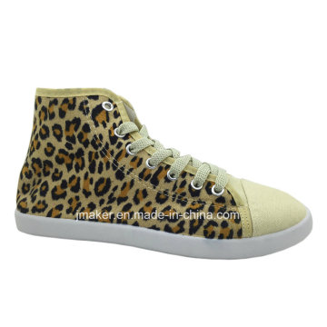 Leopard Printing High Top Zapato de lona para dama (H260-L)